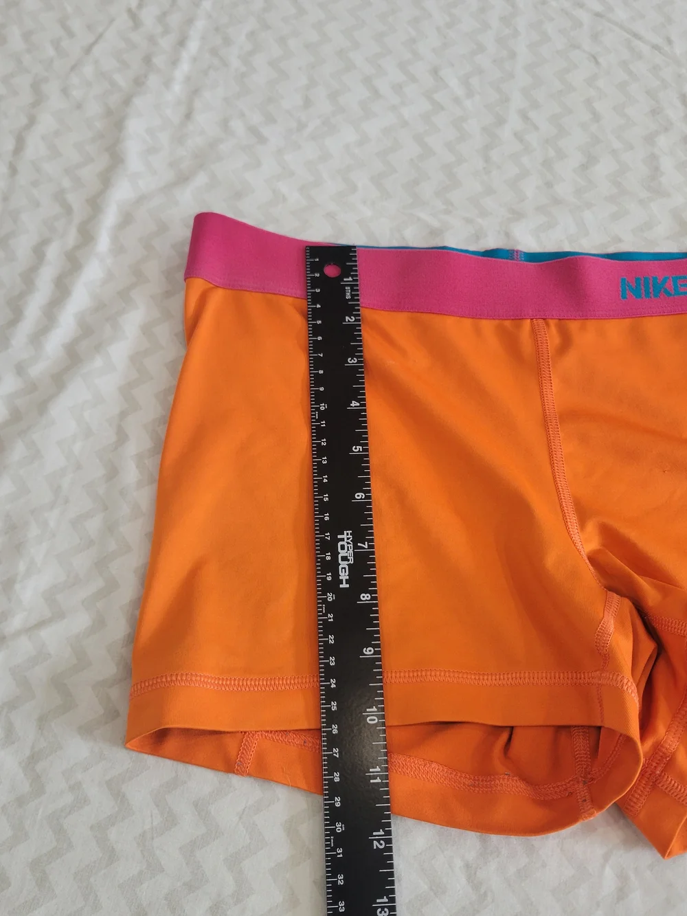 Nike Pro Orange Athletic Compression Shorts with Pink Waistband Size Large